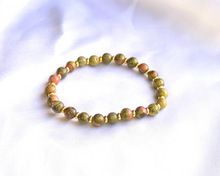 Charger l'image dans la galerie, BRACELET UNAKITE - Equilibre / Amour separateurs dores
