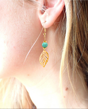 Charger l'image dans la galerie, Boucles d'oreilles  Or Fleur AMAZONITE - Courage / Sérénité
