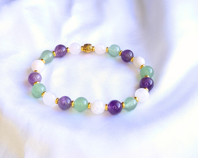 Bracelet Apaisant Eczéma - Aventurine, Pierre de Lune & Améthyste