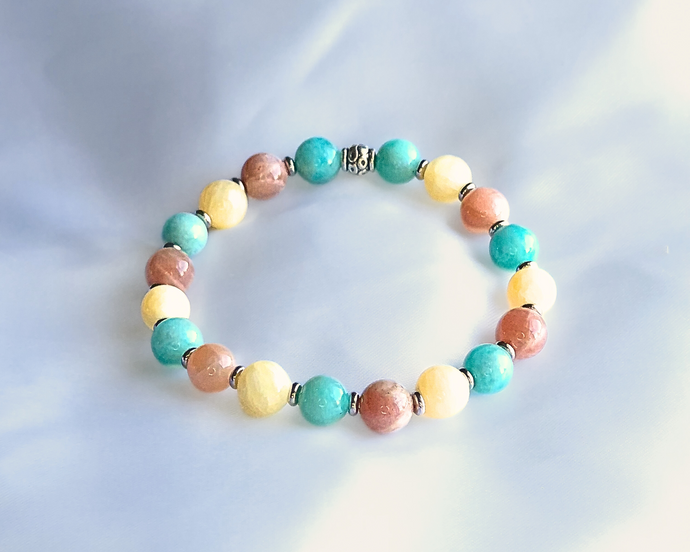 Bracelet Joie de Vivre - Jade Jaune, Pierre de Soleil et Amazonite