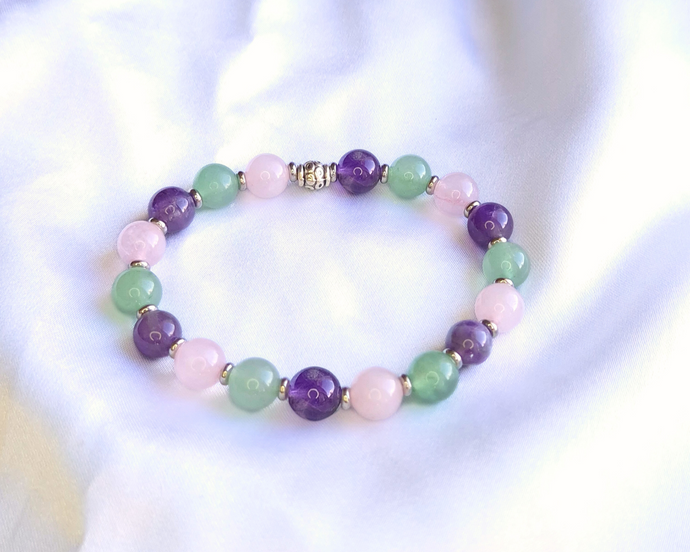 Bracelet Sommeil - Quartz Rose, Aventurine Verte & Améthyste
