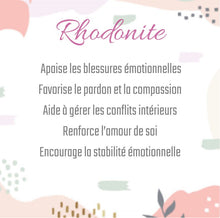 Charger l&#39;image dans la galerie, Rhodonite
Apaise les blessures émotionnelles
Favorise le pardon et la compassion
Aide à gérer les conflits intérieurs
Renforce l’amour de soi
Encourage la stabilité émotionnelle
