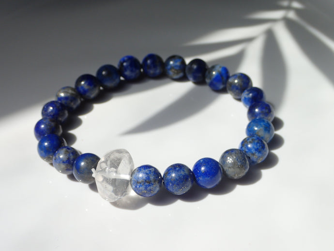 Bracelet Lapis-Lazuli et Cristal de Roche - Lithothérapie, Sagesse et Clarté